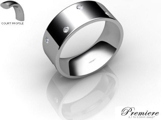 Men's Diamond Scatter Platinum 8mm. Flat-Court Wedding Ring-PLAT25D-8FCXG