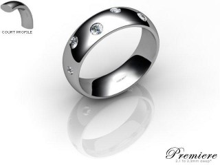 Men's Diamond Scatter Platinum 6mm. Court Wedding Ring-PLAT25R-6CXG