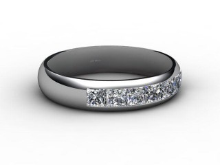 Semi-Set Channel-Set Diamond 18ct. White Gold 4.0mm. Wedding Ring-W88-05029