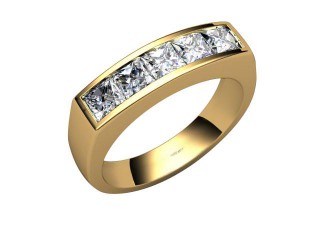 Semi-Set Channel-Set Diamond 18ct. Yellow Gold 6.0mm. Wedding Ring-W88-18019