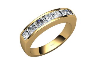 Semi-Set Channel-Set Diamond 18ct. Yellow Gold 5.0mm. Wedding Ring-W88-18020