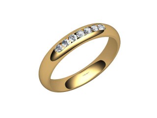 Semi-Set Channel-Set Diamond 18ct. Yellow Gold 4.0mm. Wedding Ring-W88-18028