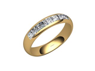 Semi-Set Channel-Set Diamond 18ct. Yellow Gold 4.0mm. Wedding Ring-W88-18029