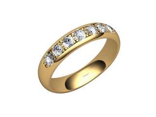 Semi-Set Channel-Set Diamond 18ct. Yellow Gold 4.0mm. Wedding Ring-W88-18032
