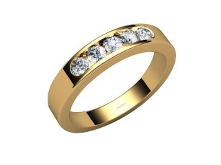 Semi-Set Channel-Set Diamond 18ct. Yellow Gold 5.0mm. Wedding Ring-W88-18036