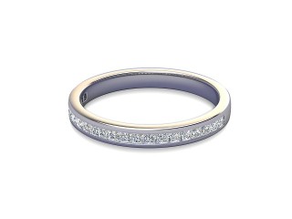 Semi-Set Diamond Wedding Ring in Platinum: 2.5mm. wide with Princess Channel-set Diamonds-W88-01003.25