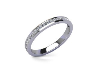 Semi-Set Diamond Wedding Ring in Platinum: 2.5mm. wide with Princess Channel-set Diamonds - 12