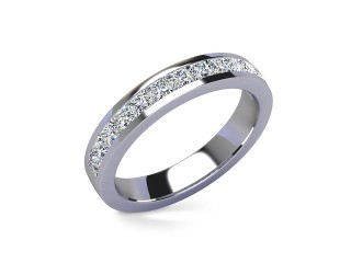 Semi-Set Diamond Wedding Ring in Platinum: 3.7mm. wide with Princess Channel-set Diamonds - 12