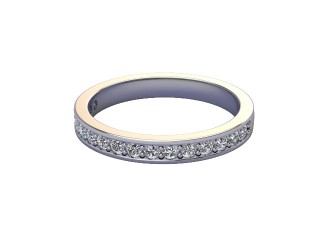 Semi-Set Diamond Wedding Ring in Platinum: 2.7mm. wide with Round Milgrain-set Diamonds-W88-01007.27