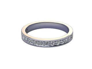 Semi-Set Diamond Wedding Ring in Platinum: 2.9mm. wide with Round Milgrain-set Diamonds