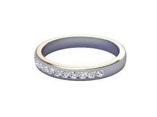 Semi-Set Diamond Wedding Ring in Platinum: 3.0mm. wide with Round Channel-set Diamonds-W88-01008.30