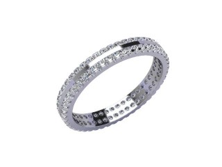 Full-Set Diamond Wedding Ring in Platinum: 3.0mm. wide with Round Shared Claw Set Diamonds - 12