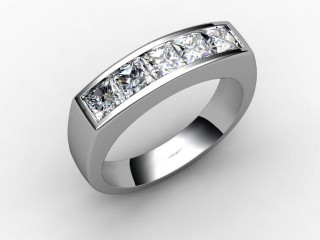 Semi-Set Channel-Set Diamond Platinum 6.0mm. Wedding Ring - 3