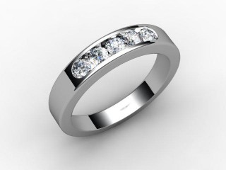 Semi-Set Channel-Set Diamond Platinum 5.0mm. Wedding Ring - 3