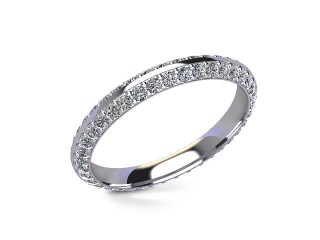 Full-Set Diamond Wedding Ring in Platinum: 2.7mm. wide with Round Milgrain-set Diamonds - 12