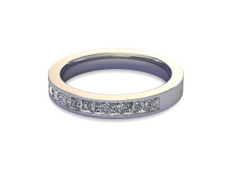 Semi-Set Diamond Wedding Ring in Platinum: 3.0mm. wide with Princess Channel-set Diamonds-W88-01086.31
