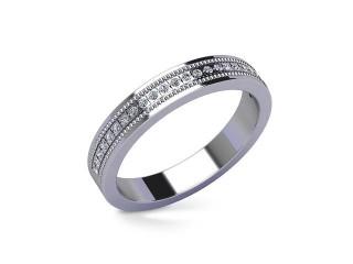 Semi-Set Diamond Wedding Ring in Platinum: 3.5mm. wide with Round Milgrain-set Diamonds - 12