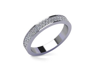 Semi-Set Diamond Wedding Ring in Platinum: 3.2mm. wide with Round Milgrain-set Diamonds - 3
