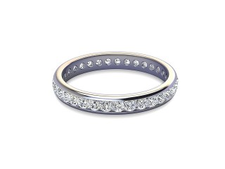 Full-Set Diamond Wedding Ring in Platinum: 2.9mm. wide with Round Channel-set Diamonds-W88-01308.29