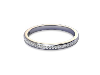 Semi-Set Diamond Wedding Ring in Platinum: 2.0mm. wide with Round Channel-set Diamonds-W88-01309.20