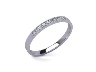 Semi-Set Diamond Wedding Ring in Platinum: 2.0mm. wide with Round Milgrain-set Diamonds - 3