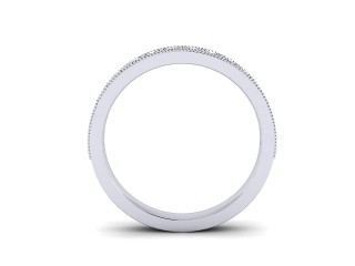 Semi-Set Diamond Wedding Ring in Platinum: 2.9mm. wide with Round Milgrain-set Diamonds - 3