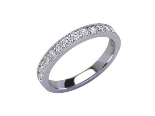 Semi-Set Diamond Wedding Ring in Platinum: 2.9mm. wide with Round Milgrain-set Diamonds - 12