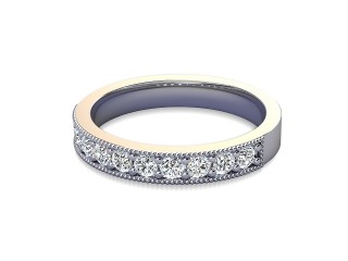 Semi-Set Diamond Wedding Ring in Platinum: 2.9mm. wide with Round Milgrain-set Diamonds-W88-01310.33