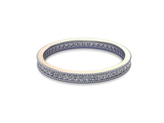 Full-Set Diamond Wedding Ring in Platinum: 2.2mm. wide with Round Milgrain-set Diamonds-W88-01335.22