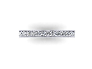 Full-Set Diamond Wedding Ring in Platinum: 2.7mm. wide with Round Milgrain-set Diamonds - 9