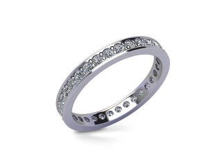 Full-Set Diamond Wedding Ring in Platinum: 2.7mm. wide with Round Milgrain-set Diamonds - 12