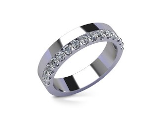 Semi-Set Diamond Wedding Ring in Platinum: 4.5mm. wide with Round Shared Claw Set Diamonds - 12