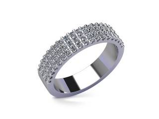 Semi-Set Diamond Wedding Ring in Platinum: 4.7mm. wide with Round Shared Claw Set Diamonds - 12