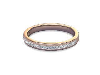 Half-Set Diamond Wedding Ring in 9ct. Rose Gold: 2.5mm. wide with Princess Channel-set Diamonds-W88-44003.25