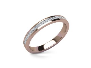 Half-Set Diamond Wedding Ring in 18ct. Rose Gold: 2.7mm. wide with Princess Channel-set Diamonds - 12