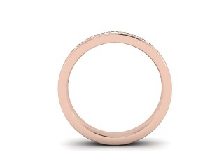 Semi-Set Diamond Wedding Ring in 18ct. Rose Gold: 3.4mm. wide with Princess Channel-set Diamonds - 3