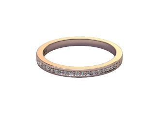 Half-Set Diamond Wedding Ring in 18ct. Rose Gold: 2.0mm. wide with Round Milgrain-set Diamonds-W88-04007.20