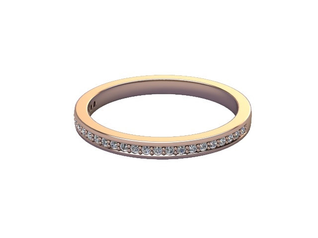 Half-Set Diamond Wedding Ring in 9ct. Rose Gold: 2.0mm. wide with Round Milgrain-set Diamonds