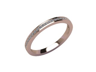 Half-Set Diamond Wedding Ring in 18ct. Rose Gold: 2.0mm. wide with Round Milgrain-set Diamonds - 12