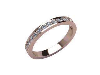Half-Set Diamond Wedding Ring in 18ct. Rose Gold: 2.7mm. wide with Round Milgrain-set Diamonds