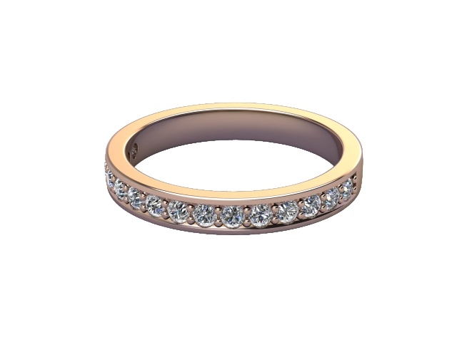 Half-Set Diamond Wedding Ring in 9ct. Rose Gold: 2.9mm. wide with Round Milgrain-set Diamonds