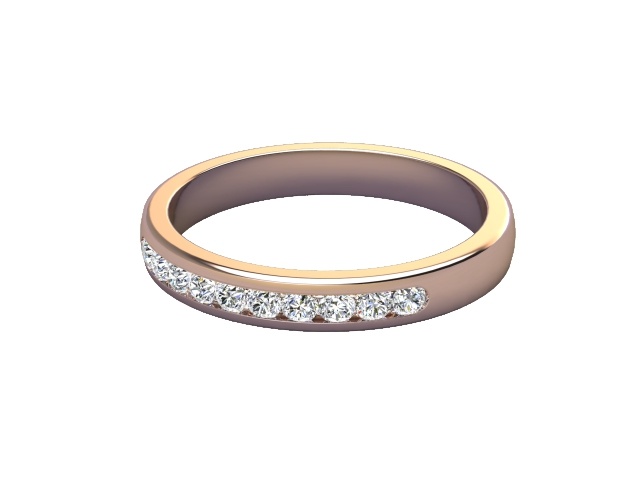 Half-Set Diamond Wedding Ring in 9ct. Rose Gold: 3.0mm. wide with Round Channel-set Diamonds