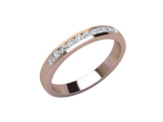 Half-Set Diamond Wedding Ring in 18ct. Rose Gold: 3.0mm. wide with Round Channel-set Diamonds - 12
