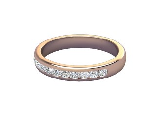 Half-Set Diamond Wedding Ring in 9ct. Rose Gold: 3.2mm. wide with Round Channel-set Diamonds