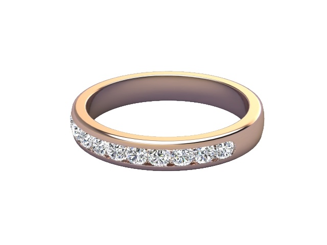 Half-Set Diamond Wedding Ring in 9ct. Rose Gold: 3.3mm. wide with Round Channel-set Diamonds