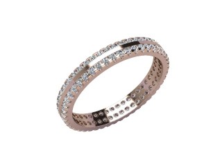 Full-Set Diamond Wedding Ring in 18ct. Rose Gold: 3.0mm. wide with Round Shared Claw Set Diamonds