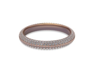 Full-Set Diamond Wedding Ring in 9ct. Rose Gold: 3.0mm. wide with Round Milgrain-set Diamonds