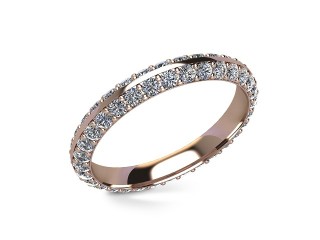 Full-Set Diamond Wedding Ring in 18ct. Rose Gold: 3.0mm. wide with Round Milgrain-set Diamonds - 3