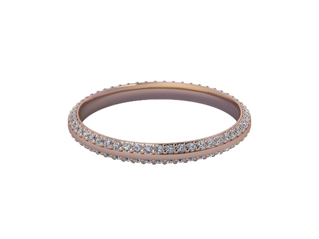 Full-Set Diamond Wedding Ring in 18ct. Rose Gold: 2.2mm. wide with Round Milgrain-set Diamonds