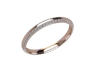 Full-Set Diamond Wedding Ring in 18ct. Rose Gold: 2.2mm. wide with Round Milgrain-set Diamonds - 12